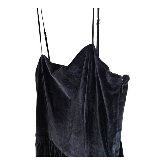 ABERCROMBIE & FITCH Tall ST MT Dress Gray Velour Spaghetti Straps Bubble Hem - Picture 6 of 8